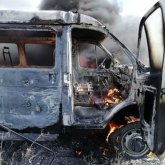 СҚО-да ішінде 11 бала бар микроавтобус өртке оранды