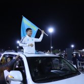 Бокстан әлем чемпионы Бекзат Нұрдәулетовті маңғыстаулықтар әуежайдан күтіп алды