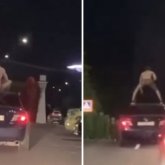 Елордада көлік үстіне жартылай жалаңаш шыққан азамат жазаланды (ВИДЕО)