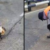 Атырауда көпірді шәйнекпен жамап жатыр (видео)