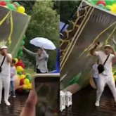 Тауда ән айтып тұрған Ғаділбектің үстіне баннер құлап кетті