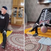 77 жастағы кентаулық қария басымен жаңғақ шағып, шпагатқа отырады