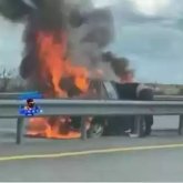 Ер адам Астана-Көкшетау трассасында жанып жатқан көліктен адамды аман қалып қалды