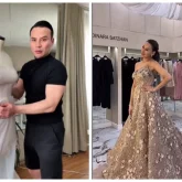 «Түнімен отырып тігіп едім»: Динара Сәтжанның той көйлегіне қатысты құпия ашылды (ВИДЕО)