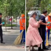 «Мына жерді сыпыр!»: Көше тазалаушыны жылатқан блогер қамауға алынды