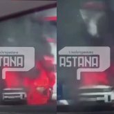 Ақтөбеде жаңа Hyundai автокөлігі тура жанармай құю бекетінде өртеніп кетті (ВИДЕО)