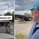 Өскеменде былтыр ғана жөнделген көпір опырылып түсті (ВИДЕО)