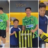 «Қуаныштан көзінен жас шықты»: Дастан Сәтпаев «Қайраттың» жейдесін қолдан, скотчтап жасаған кішкентай жанкүйерімен кездесті (ВИДЕО)