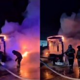 Астанада Қарқаралы тасжолында автобус өртеніп кетті