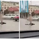 Жамбыл облысында ер адамның көше ортасында тыр жалаңаш жүрген видеосы тарады (ВИДЕО)