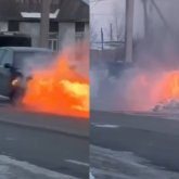 Петропавл көшесінде көлік түгелдей өртеніп кетті