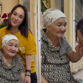 «Көзіме жас келді»: Ләйлә Сұлтанқызы марқұм Батырхан Шүкеновтің анасына арнайы барды (ФОТО)