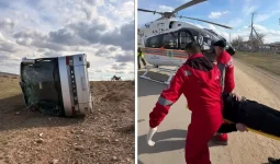 «Салонда 50 адам болған»: Қарағандыда автобус аударылып қалды (ВИДЕО)