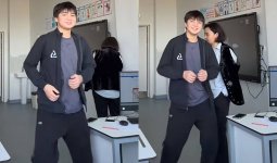 «Көңіл көтеріп жүр»: Қайрат Нұртастың ұлы мектепте ұстазымен билеп, желіні шулаты (ВИДЕО)