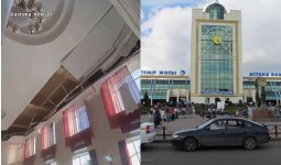 Астанадағы ескі вокзал ғимаратының төбесі опырылып түсті (ВИДЕО)