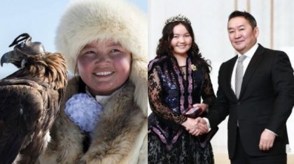 Бүркітші қыз Айшолпанды Моңғолия президенті «Алтан гадас» орденімен марапаттады