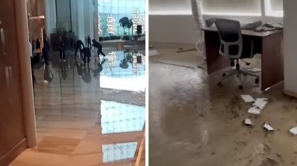 Астанада нөсер жауыннан кейін EXPO аумағында бірнеше ғимаратты су басты