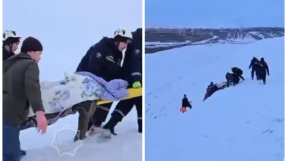 Түркістан облысында атпен серуендеп жүрген әйел тау жиегіне құлап кеткен (ВИДЕО)