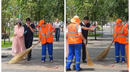 «Масқара, қорлау»: Желіде блогерлердің көше тазалаушыларды кемсіткен видеосы қызу талқыға түсті (ВИДЕО)