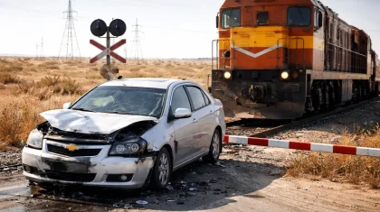 Ақтауда пойыз бен автокөлік соқтығысты