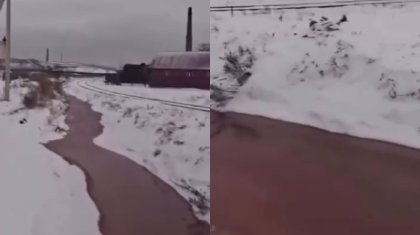 Макинск қаласында арықпен аққан «қызыл су» тұрғындарды алаңдатып отыр