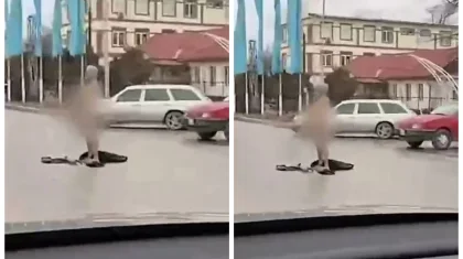 Жамбыл облысында ер адамның көше ортасында тыр жалаңаш жүрген видеосы тарады (ВИДЕО)