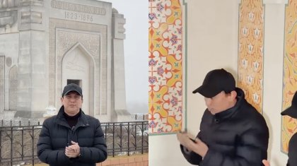 «Атамыз туралы қисынсыз сөз айттым»: Қайрат Әділгерей күйші Құрманғазының кесенесіне барып, кешірім сұрады (ВИДЕО)