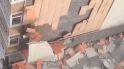 Астанада боран салдарынан тұрғын үйдің қасбеті құлады (ВИДЕО)