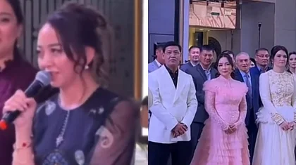 «Осындай тілек бола ма?»: Кенжебектің әйелі тойда сөз сөйлеп, сынға қалды (ВИДЕО)