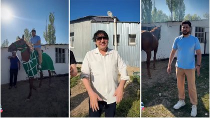 «Көкемізден хадия»: Мейрамбек Беспаев Әбдіжаппар Әлқожаға жылқы сыйлады (ВИДЕО)