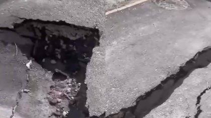 Теміртауда күз айында төселген асфальт көктемде тесілді