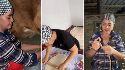 «Ауылға келін болатын әйел»: Мөлдір Мұқанова сиыр сауып, көпті тәнті етті (ВИДЕО)