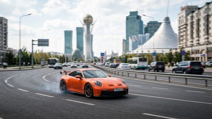 Астананың қақ ортасында Porsche көлігінің жүргізушісі 197 км/сағ жылдамдықпен жүрген